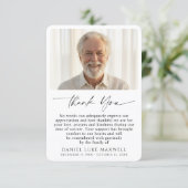 Carte De Remerciements Minimal Funeral Memorial Photo Script Thank You (Debout devant)