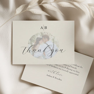 Carte De Remerciements Minimal Ivory Photo Wedding