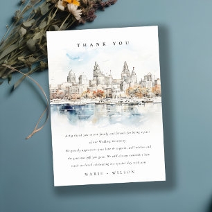Carte De Remerciements Minimal Kansas City Missouri Watercolor Mariage