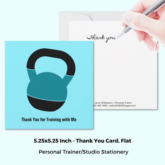Carte De Remerciements Minimal Kettlebell Electric-Blue Thank You Card