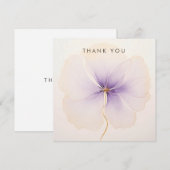 Carte De Remerciements Minimal Lavender Watercolor Flower (Devant / Derrière)