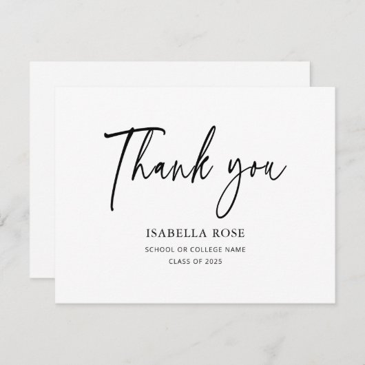 Carte De Remerciements Minimal moderne élégant Graduation simple (Devant / Derrière)
