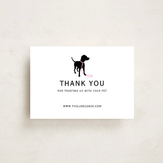 Carte De Remerciements Minimal Pet Silhouette Dog Walking QR Code
