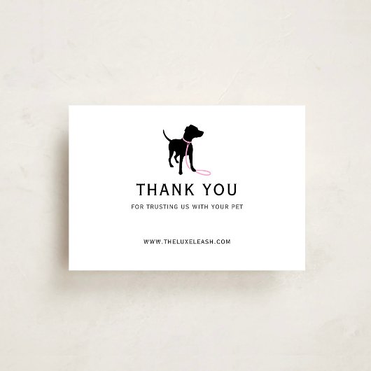 Carte De Remerciements Minimal Pet Silhouette Dog Walking QR Code