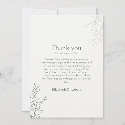 Carte De Remerciements Minimal Sage Green Botanical Thank You Card (Devant)