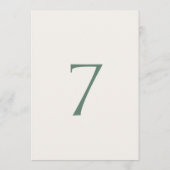 Carte De Remerciements Minimal Sage Green Wedding Table Number Card (Dos)