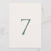 Carte De Remerciements Minimal Sage Green Wedding Table Number Card (Devant)