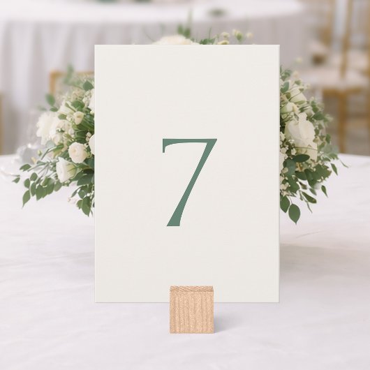 Carte De Remerciements Minimal Sage Green Wedding Table Number Card