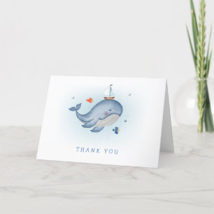 Carte De Remerciements Minimal Sous Le Baby shower See Whale Nautica