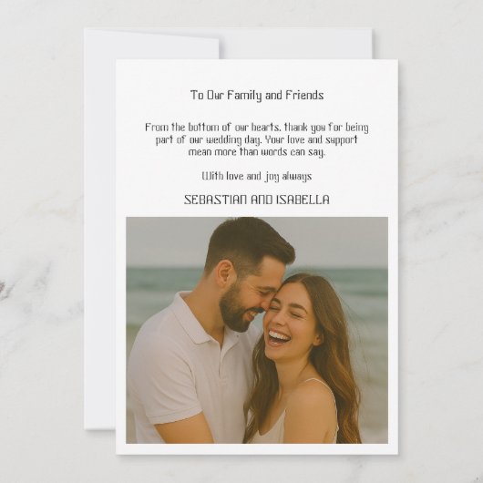 Carte de remerciements minimale simple (Dos)