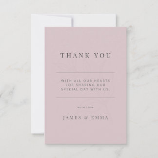 Carte De Remerciements Minimalist Botanical Wedding Dusky Rose