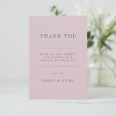 Carte De Remerciements Minimalist Botanical Wedding Dusky Rose (Debout devant)