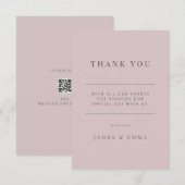 Carte De Remerciements Minimalist Botanical Wedding Dusky Rose (Devant / Derrière)
