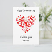 Carte De Remerciements Minimalist Heart Valentine's Day Card – Custom (Debout devant)