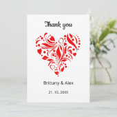 Carte De Remerciements Minimalist Heart Wedding Thank You Card – Custom (Debout devant)