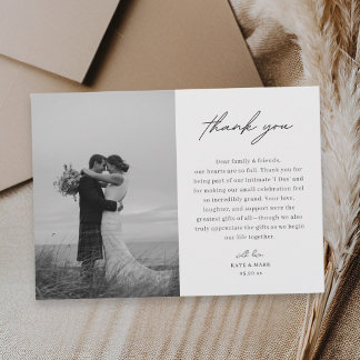 Carte De Remerciements Minimalist Horizontal Photo Wedding Thank You