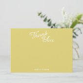 Carte De Remerciements Minimalist Modern Yellow Retro Script Baby Shower (Debout devant)