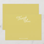 Carte De Remerciements Minimalist Modern Yellow Retro Script Baby Shower (Devant / Derrière)