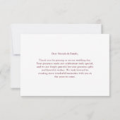Carte De Remerciements Minimalist Script Burgundy Botanical Wedding (Dos)
