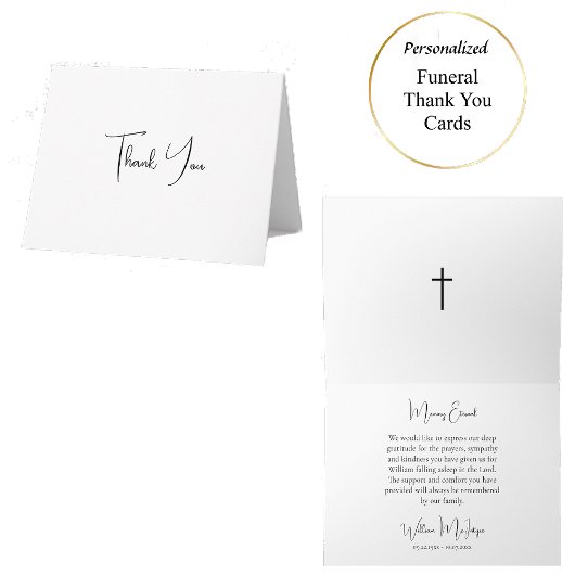 Carte De Remerciements Minimalist Script Orthodox Christian Funeral