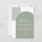 Carte De Remerciements Minimalist Script Retro Boho Green Arch Wedding (Devant)