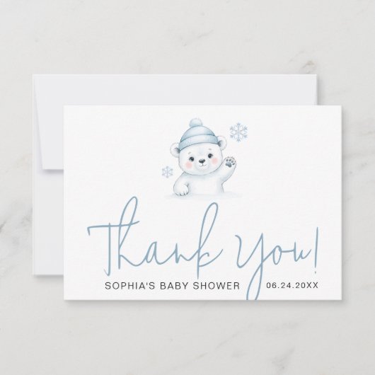 Carte De Remerciements Minimalist Script Typography Winter Baby Shower (Devant)