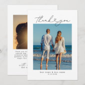 Carte De Remerciements Minimalist Simple Script Heart Wedding (Devant / Derrière)