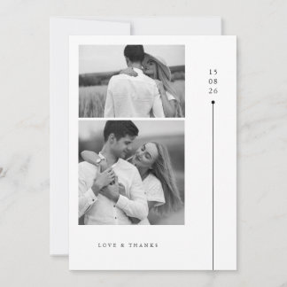 Carte De Remerciements Minimalist Simple Typography Wedding Photo 