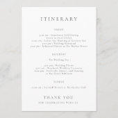 Carte De Remerciements Minimalist Wedding Program Card with Monogram (Dos)