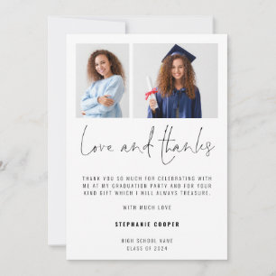 Carte De Remerciements Minimaliste 2 Script photo 2024 Graduation