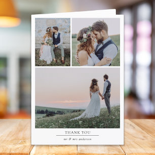 Carte De Remerciements Minimaliste 4 Mariage photo plié