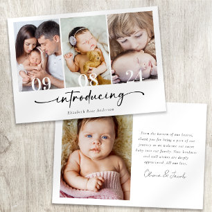 Carte De Remerciements Minimaliste 4 Photo Calligraphie Nouveau bébé
