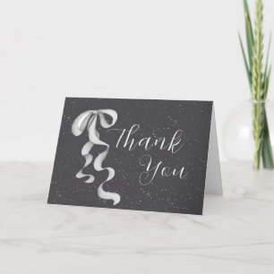 Carte De Remerciements Minimaliste Arc en Argent Baby Shower Hiver Neige 