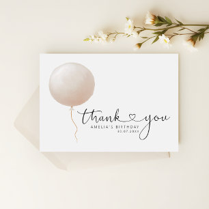 Carte De Remerciements Minimaliste Ballon Péché Script Cœur Joyeux Annive