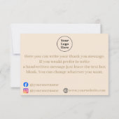 Carte de remerciements minimaliste beige simple (Dos)