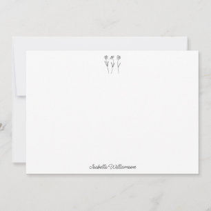 Carte De Remerciements Minimaliste Fleurs Ligne Art Personnalisé Simple