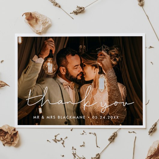 Carte de remerciements minimaliste manuscrit maria