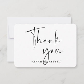 carte de remerciements minimaliste mariage