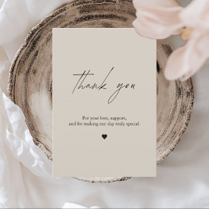 Carte de remerciements minimaliste Mariage beige