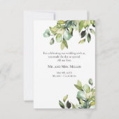 Carte De Remerciements Minimaliste Mariage Élégant Botaniques (Dos)