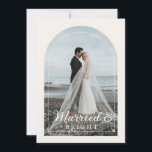 Carte De Remerciements Minimaliste moderne 1 photo Married & Bright<br><div class="desc">Moderne,  minimum 1 photo "Married & Bright" Christmas Card.</div>