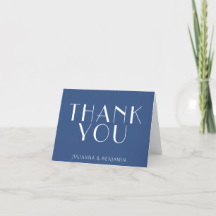 Carte De Remerciements Minimaliste Moderne Art Déco Personnalisé Bleu Mar