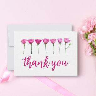 Carte De Remerciements Minimaliste Moderne Florale Rose
