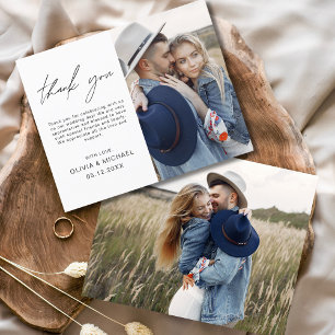 Carte de remerciements minimaliste photo Mariage b