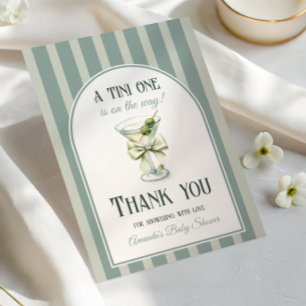 Carte De Remerciements Minimaliste Rétro Bow Tini One Martini Baby Shower