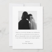 Carte De Remerciements Minimalistic 2-Photo Black & White Wedding Custom (Dos)