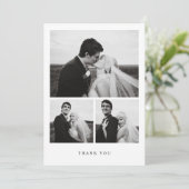 Carte De Remerciements Minimalistic 3-Photo Wedding Black & White (Debout devant)