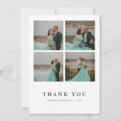 Carte De Remerciements Minimalistic Modern 4-Photo Wedding Custom (Devant)