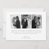 Carte De Remerciements Minimalistic Script 4-Photo Black & White Wedding (Dos)
