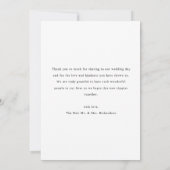 Carte De Remerciements Minimalistic Script Lettering Wedding Photo (Dos)